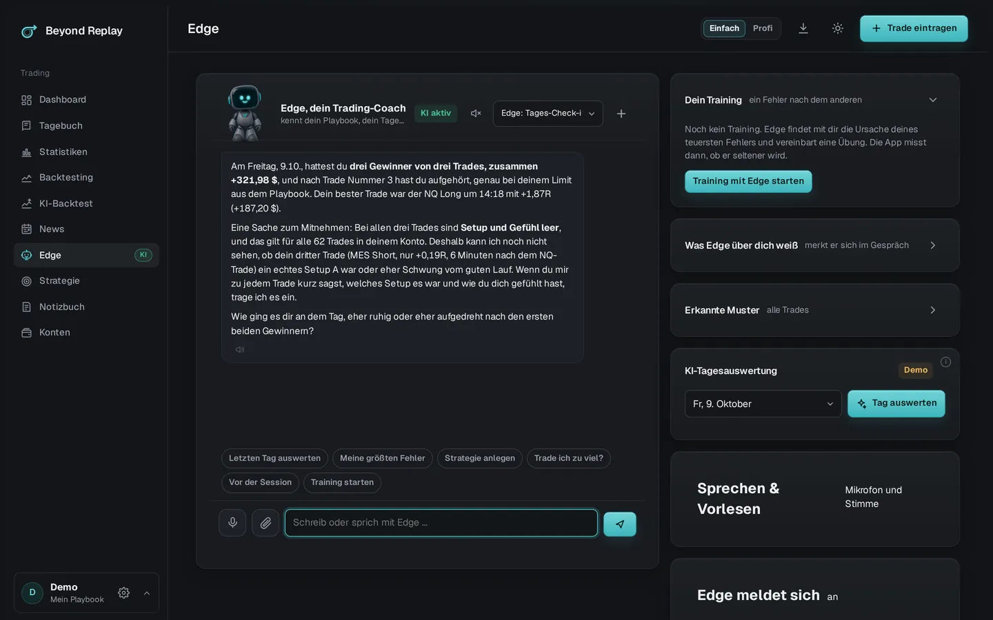 Edge chat in the app with a real daily check-in